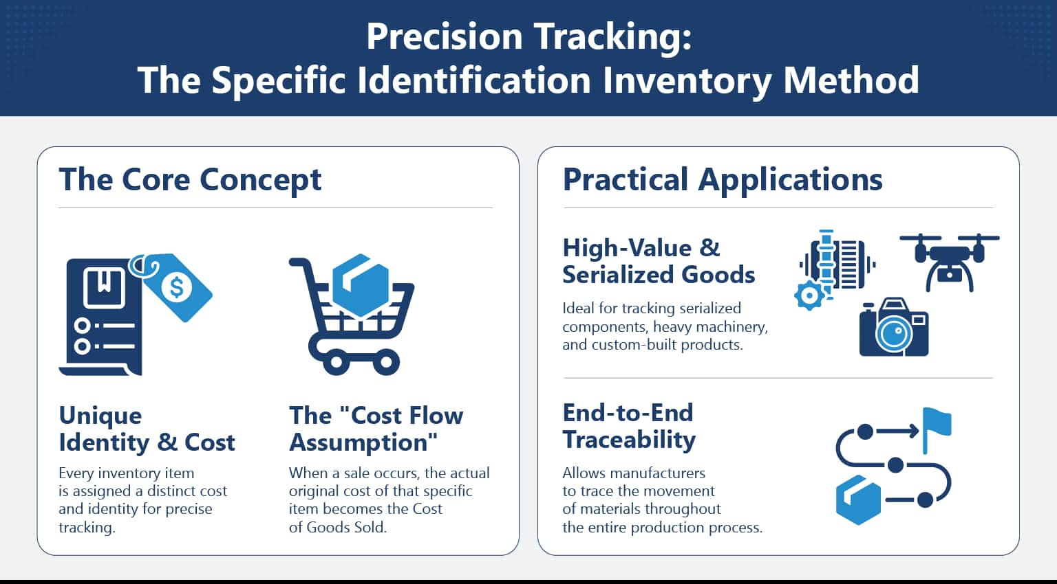 specific identification inventory method infographic